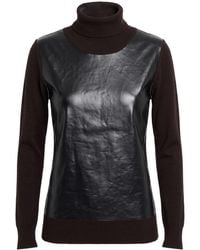 MM6 by Maison Margiela - Two-Tone Lightweight Knit Turtleneck Top - Lyst