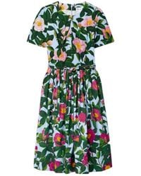Oscar de la Renta - Floral Print Dress With Belt - Lyst