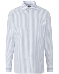 ZEGNA - Dark And Striped Cotton Linen And Silk Shirt - Lyst