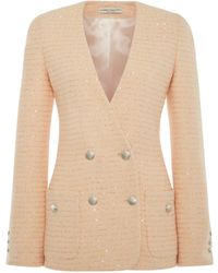 Alessandra Rich - Double Breasted V-Neck Tweed Jacket - Lyst