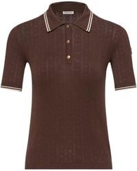 Moncler - Ribbed Knit Polo Top - Lyst