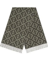 Fendi - Logo Jacquard Fringed-Edge Scarf - Lyst
