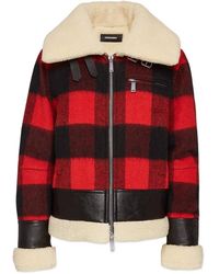 DSquared² - Tartan-Print Shearling Jacket - Lyst