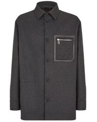 Fendi - Logo Detailed Collared Jacket - Lyst