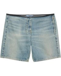 Prada - Washed Denim Bermudas - Lyst