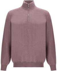 Brunello Cucinelli - Funnel-Neck Knitted Polo Shirt - Lyst