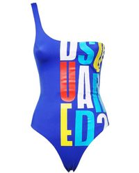 DSquared² - Logo-Print One-Shoulder One-Piece - Lyst