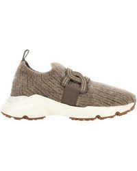 Tod's - Kate Round-Toe Knitted Sneakers - Lyst