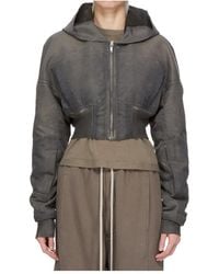 Rick Owens - Zip-Up Cropped Hoodie - Lyst