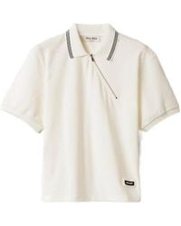 Miu Miu - Zip-Detailed Short-Sleeved Polo Shirt - Lyst