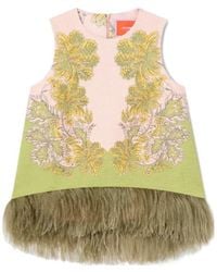 La DoubleJ - La Doublej La Scala Feather-Trim Sleeveless Top - Lyst