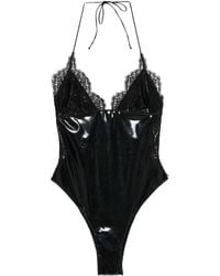 Oséree - Latex Lace-Trim Swimsuit - Lyst
