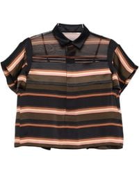 Sacai - Short Sleeve Striped Polo Shirt - Lyst