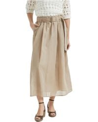 Brunello Cucinelli - Cotton Midi Skirt - Lyst