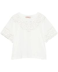 Twinset - Broderie Anglaise Knitted Top - Lyst