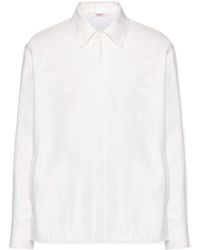 Valentino - Logo Plaque Straight Hem Shirt Jacket - Lyst