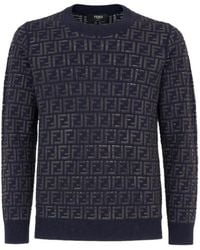 Fendi - Allover Ff Jacquard Crewneck Jumper - Lyst