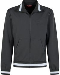 Gucci - Logo-Embroidered Striped-Trim Sweatshirt - Lyst