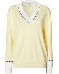 Fendi - Selleria Contrast-Stitch V-Neck Sweater - Lyst