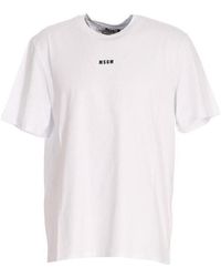 MSGM - Logo Printed Crewneck T-Shirt - Lyst