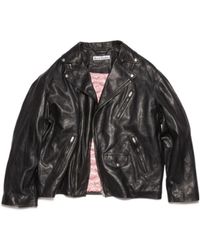 Acne Studios - Off-Centre Zip Leather Biker Jacket - Lyst