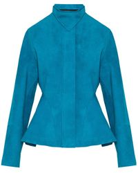Alaïa - Peplum Suede Jacket - Lyst