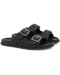 Gucci - Rhein Double-Buckle Slides - Lyst
