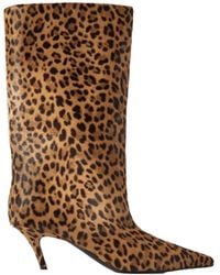 AMINA MUADDI - Fiona 60 Leopard-Print Calf Hair Knee Boots - Lyst