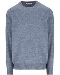 Brunello Cucinelli - Mottled Crew Neck Knitted Sweater - Lyst