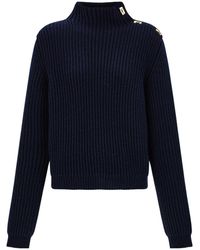Ferragamo - Knitted Sweater With Gancini Button Detail - Lyst