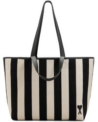 Ami Paris - Ami Ami De Coeur Striped Tote Bag - Lyst
