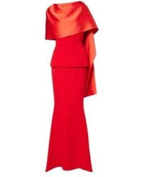 Safiyaa - Evangelina Caped Crepe Gown - Lyst