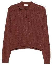 Brunello Cucinelli - Cable Knit Polo Sweater - Lyst