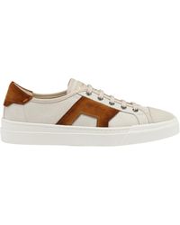 Santoni - Suede-Panel Canvas Sneakers - Lyst
