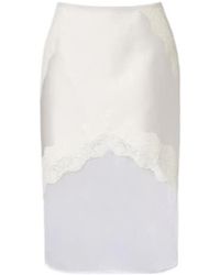 Jil Sander - Lace-Trimmed Satin Midi Skirt - Lyst