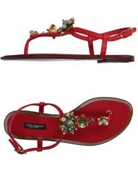 Dolce & Gabbana - Minimalist Leather Thong Sandals - Lyst