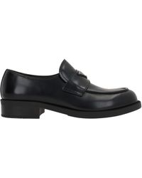 Prada - Triangle-Logo Slip-On Loafers - Lyst
