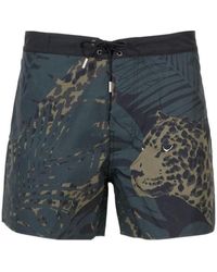 Saint Laurent - Leopard Nocturne Printed Swim Shorts - Lyst