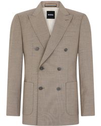 BOSS - Double-Breasted Wool-Blend Blazer - Lyst
