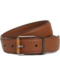 ZEGNA - Leather Wood-Effect Buckle Belt - Lyst