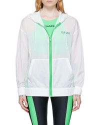 Ganni - Hooded Long-Sleeved Zipper Casual Jacket - Lyst