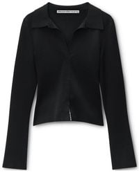 Alexander Wang - Long-Sleeve Polo-Collar Blouse - Lyst