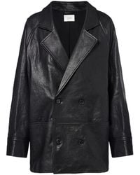 FRAME - Long Sleeve Leather Jacket - Lyst