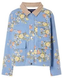 Veronica Beard - Corduroy-Trimmed Floral-Print Denim Jacket - Lyst