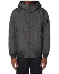 Stone Island - Logo Patch Zip-Up Hooded Jacket - Lyst