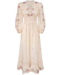 Zimmermann - Patience Plunge Floral Midi Dress - Lyst