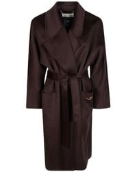 Elisabetta Franchi - Double Cloth Belted Coat - Lyst