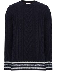 Brunello Cucinelli - Monili-Trim Striped Cable-Knit Jumper - Lyst