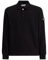 Stone Island - Long-Sleeve Polo Shirt With Ribbed Collar - Lyst