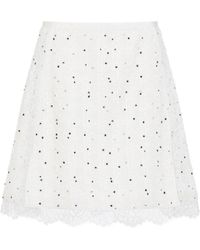 Giambattista Valli - Polka-Dot Lace-Trim Mini Skirt - Lyst